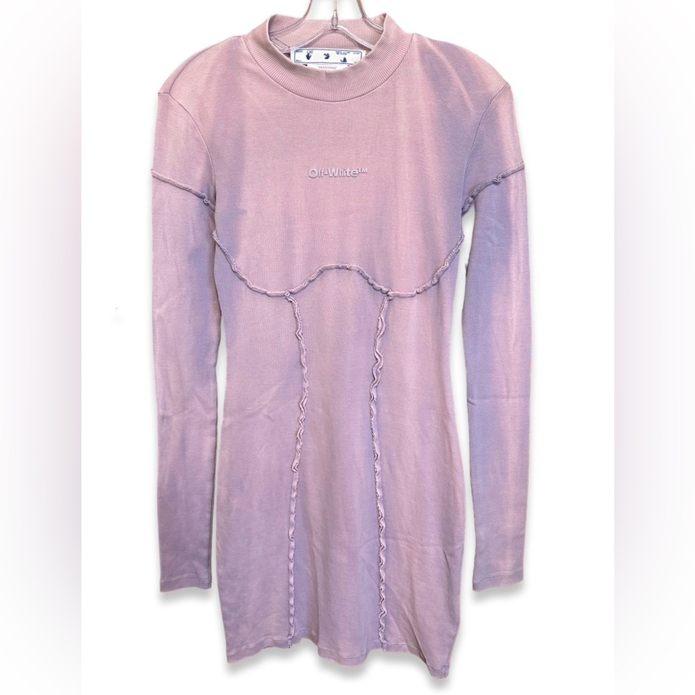 Off-White TM Brand Virgil Abloh Purple Laundry Rib Seasonal Long Sleeve Dress M - Picture 5 of 9
